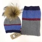 Детский зимний комплект (шапка + снуд) для мальчика "Ашер", серо-синий, DemboHouse (ДембоХаус)